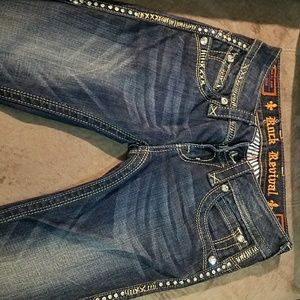 Rock Revival SIDE detail crystal bling jeans 24"